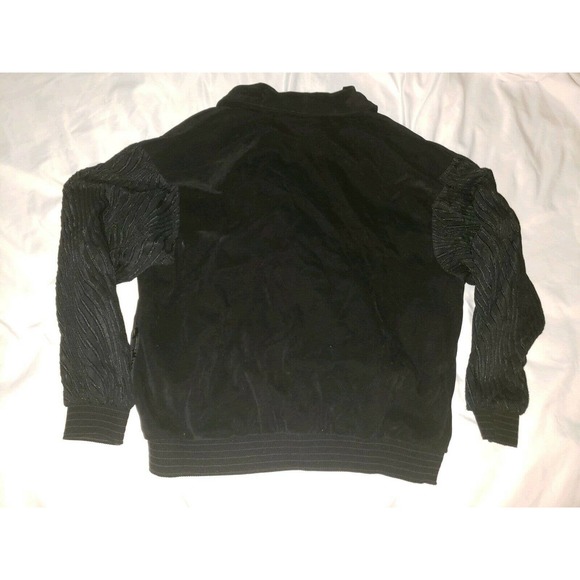Vintage 80s Bomber Jacket Brenda Goode Black Lace Suede Gold Button Womens - Picture 5 of 5